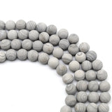 Matte Grey Wood Grain Stone Beads for Jewelry Making DIY