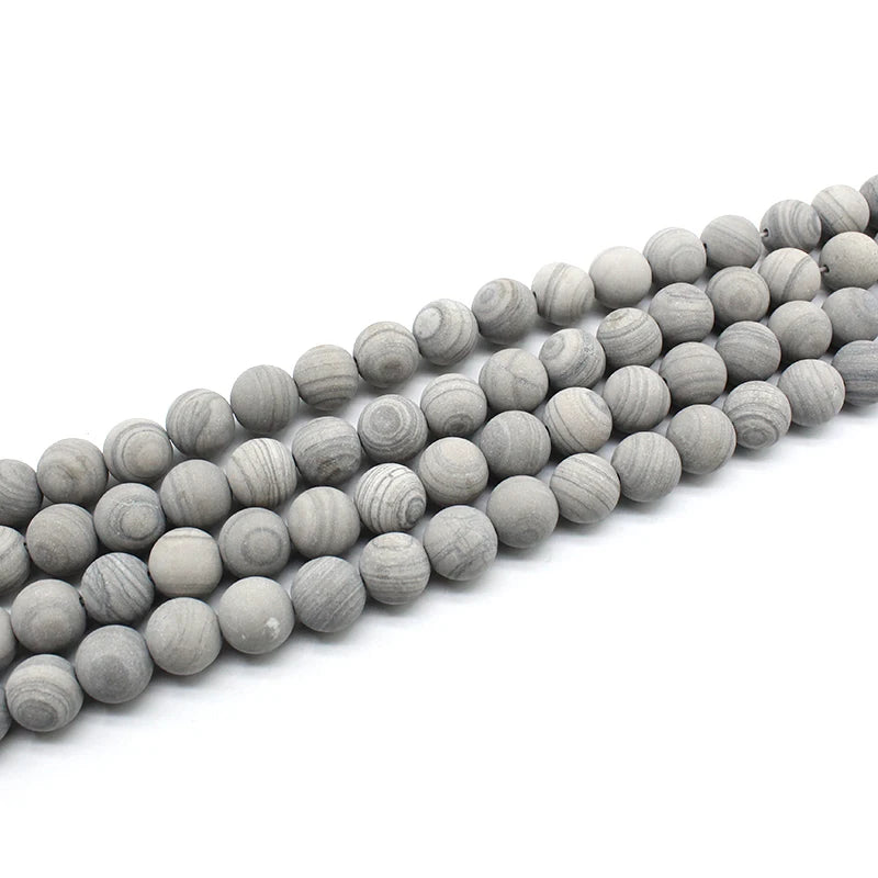 Matte Grey Wood Grain Stone Beads for Jewelry Making DIY