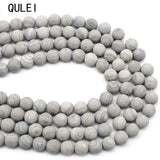 Matte Grey Wood Grain Stone Beads for Jewelry Making DIY