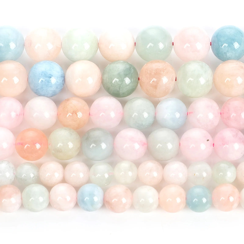 Morganite Round Loose Beads for Jewelry Making 4-12 MM
