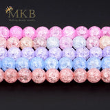 Multicolor Cracked Quartz Round Beads for Jewelry Making 6-12mm
