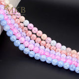 Multicolor Cracked Quartz Round Beads for Jewelry Making 6-12mm