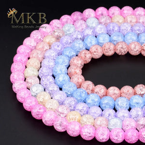 Multicolor Cracked Quartz Round Beads for Jewelry Making 6-12mm