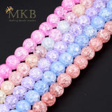 Multicolor Cracked Quartz Round Beads for Jewelry Making 6-12mm