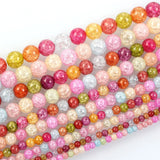 Multicolor Snow Crystal Stone Round Loose Beads 4-12MM