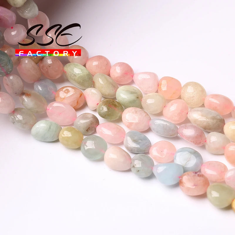 Natural Irregular Morganite Stone Beads 8-10mm