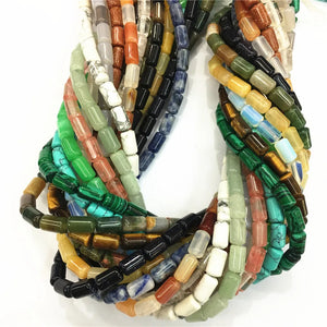 Natural Stone Tube Loose Beads Opal Agates Quartz Necklace Making