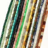 Natural Stone Tube Loose Beads Opal Agates Quartz Necklace Making