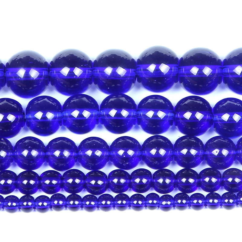 Navy Glass Charm Round Loose Beads for Jewelry Making