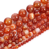 Orange Veins Agates Charm Round Loose Beads For Jewelry Making 4-12MM