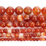 Orange Veins Agates Charm Round Loose Beads For Jewelry Making 4-12MM