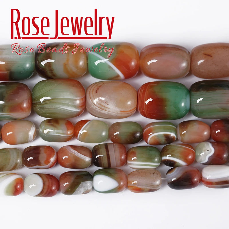 Peacock Agates Drum Barrel Shape Beads for Jewelry Making