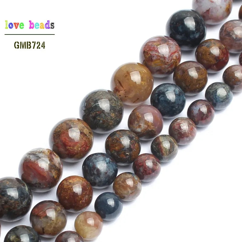 Pietersite Stone Round Loose Beads for Jewelry Making 15inches