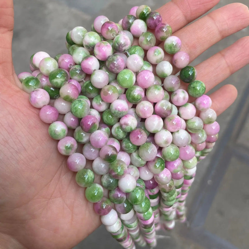 Pink Green Persian Jades Round Loose Beads 6/8/10/12 MM