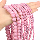 Pink Howlite Turquoise Round Stone Beads 4/6/8/10/12MM