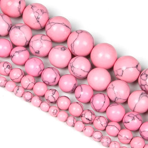 Pink Howlite Turquoise Round Stone Beads 4/6/8/10/12MM