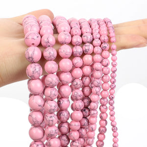 Pink Howlite Turquoise Round Stone Beads 4/6/8/10/12MM