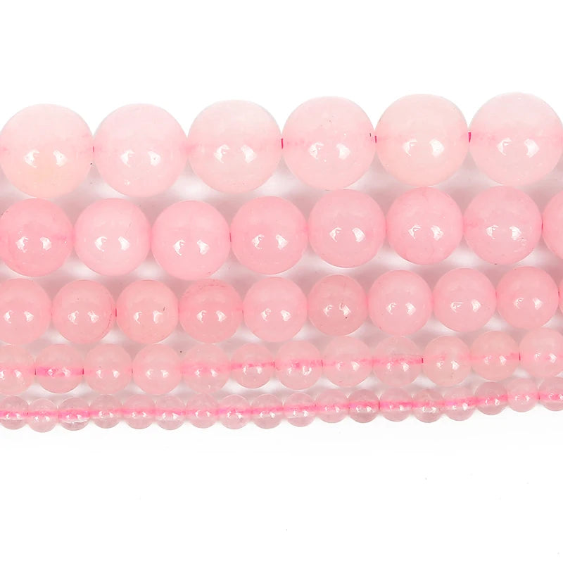 Pink Rose Quartz Charm Round Natural Stone Beads 4-12MM