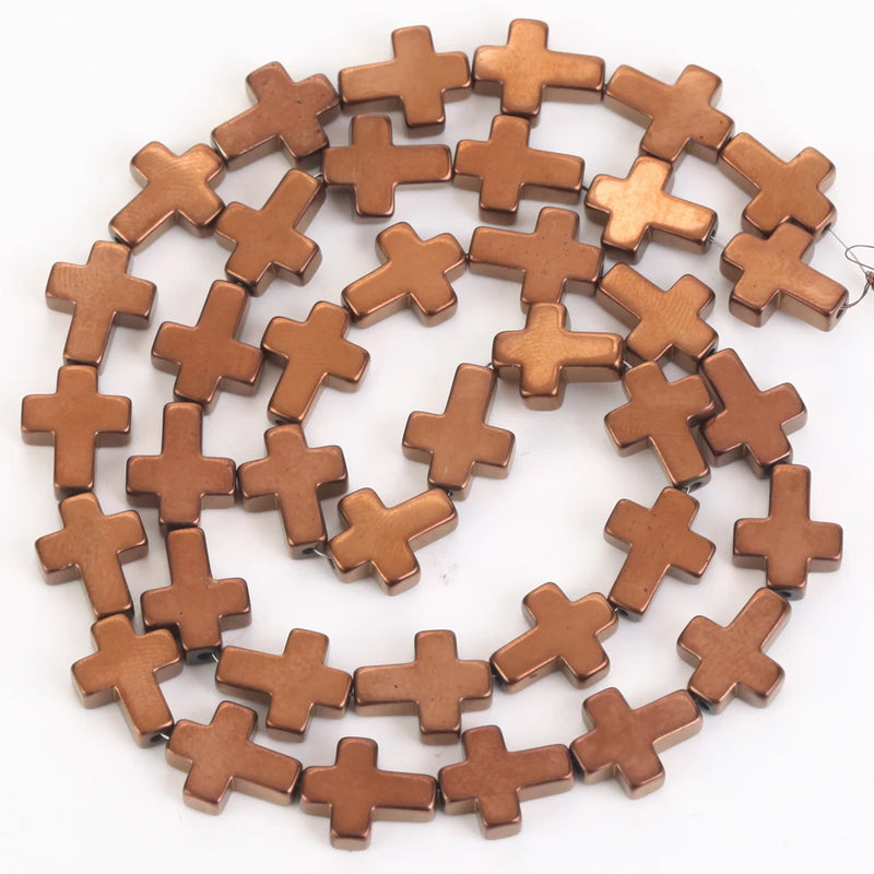 Cross Shape Hematite Spacer Beads Plating Golds Silvers