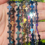 Cross Shape Hematite Spacer Beads Plating Golds Silvers