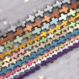Cross Shape Hematite Spacer Beads Plating Golds Silvers