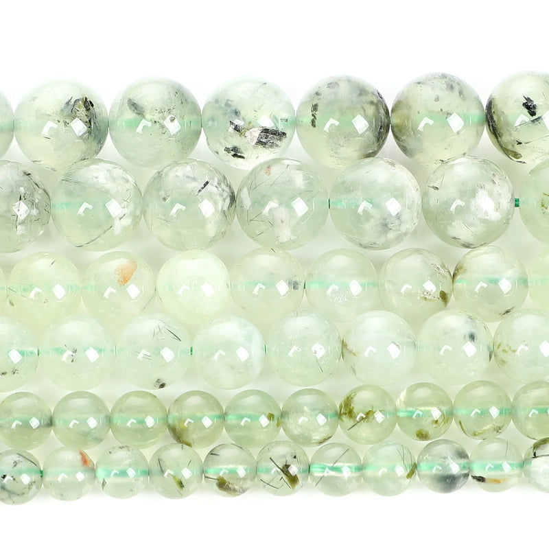 Prehnite Round Loose Beads for Jewelry Making Needlework Bracelet DIY