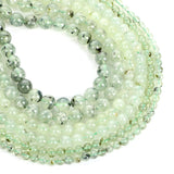 Prehnite Round Loose Beads for Jewelry Making Needlework Bracelet DIY