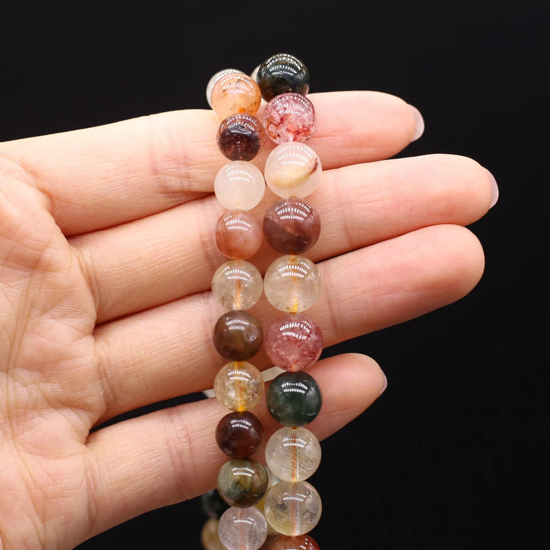 Rainbow Rutilated Quartz Loose Beads for DIY Jewelry Making