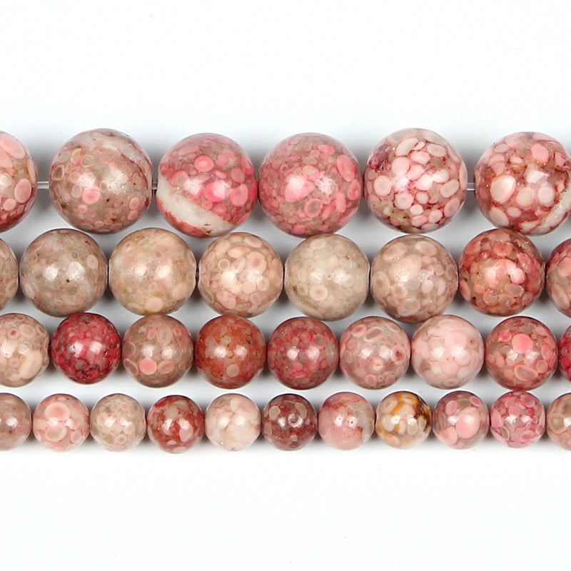 Red Chrysanthemum Stone Beads for Jewelry Making DIY