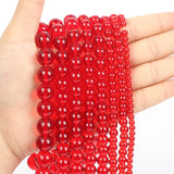 Red Glass Charm Round Stone Beads for DIY Jewelry Making 4/6/8/10/12 MM