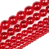 Red Glass Charm Round Stone Beads for DIY Jewelry Making 4/6/8/10/12 MM