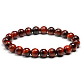Red Tiger Eye Beaded Bracelet Strand for Men Women Buddha Yoga Jewelry