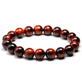 Red Tiger Eye Beaded Bracelet Strand for Men Women Buddha Yoga Jewelry