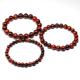Red Tiger Eye Beaded Bracelet Strand for Men Women Buddha Yoga Jewelry