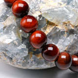 Red Tiger Eye Beaded Bracelet Strand for Men Women Buddha Yoga Jewelry