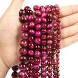 Rose Red Tiger Eye Round Loose Beads for Jewelry Making DIY