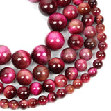 Rose Red Tiger Eye Round Loose Beads for Jewelry Making DIY