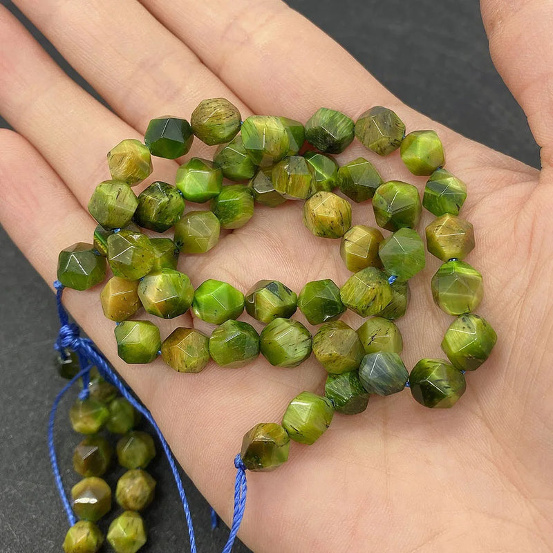 Round Faceted Tiger's Eye Stone Beads 8mm