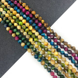 Round Faceted Tiger's Eye Stone Beads 8mm