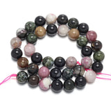 Round Tourmaline Natural Stone Beads for DIY Jewelry Making