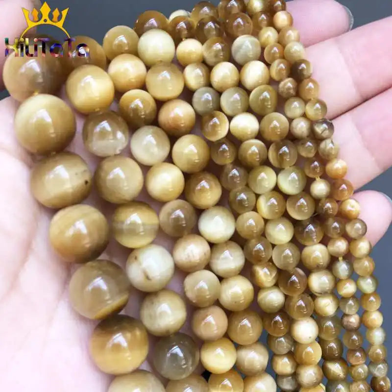 Yellow Tiger Eye Natural Stone Beads 15Inch DIY Bracelet Necklace 4/6/8/10/12mm