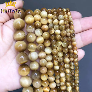 Yellow Tiger Eye Natural Stone Beads 15Inch DIY Bracelet Necklace 4/6/8/10/12mm