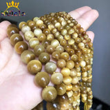 Yellow Tiger Eye Natural Stone Beads 15Inch DIY Bracelet Necklace 4/6/8/10/12mm