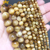 Yellow Tiger Eye Natural Stone Beads 15Inch DIY Bracelet Necklace 4/6/8/10/12mm
