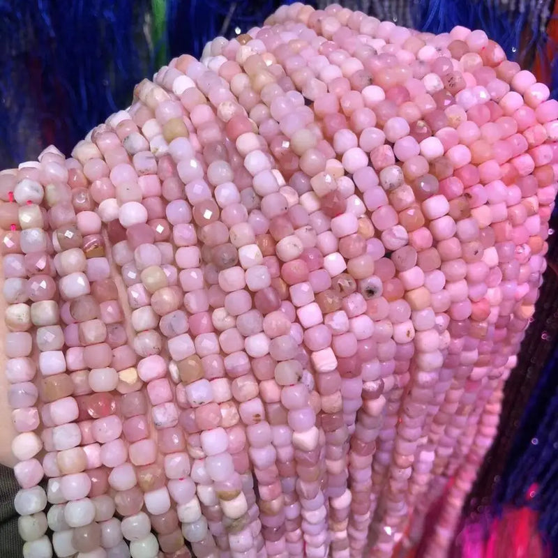 Square Pink Opal Stone Beads 4mm DIY Jewelry Making