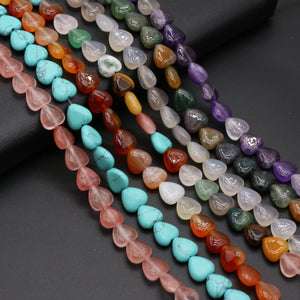 Heart Shape Semi-Precious Stone Beads Mix for Jewelry Making DIY