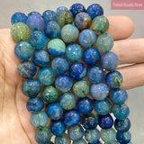 12mm Green Dream Fire Dragon Veins Agate Beads 15'' Strand