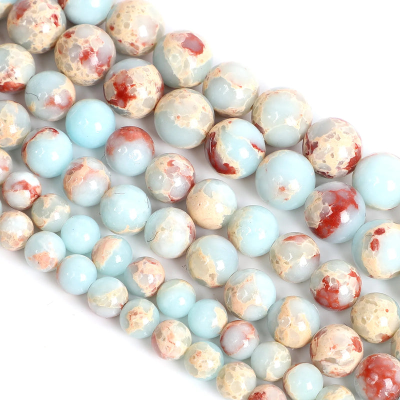 Shoushan Snakeskin Round Stone Beads for DIY Jewelry Making