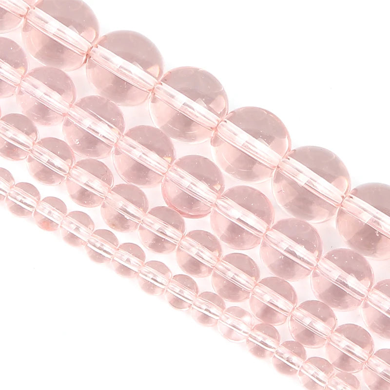 Pink Glass Round Spacer Beads for Jewelry Making DIY 4/6/8/10/12MM