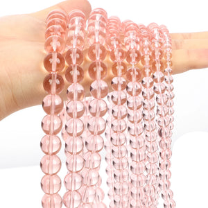 Pink Glass Round Spacer Beads for Jewelry Making DIY 4/6/8/10/12MM